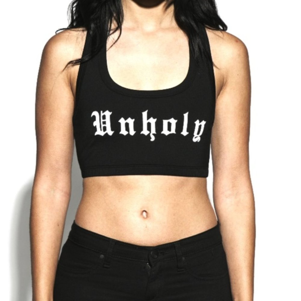 Black Craft Distressed Unholy Sports Bra/C…